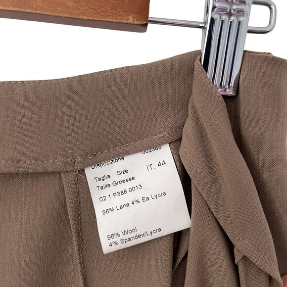 Piazza Sempione Size 8 High Waist Beige Wool Trousers Pants Stretch Split Hem - Picture 5 of 6